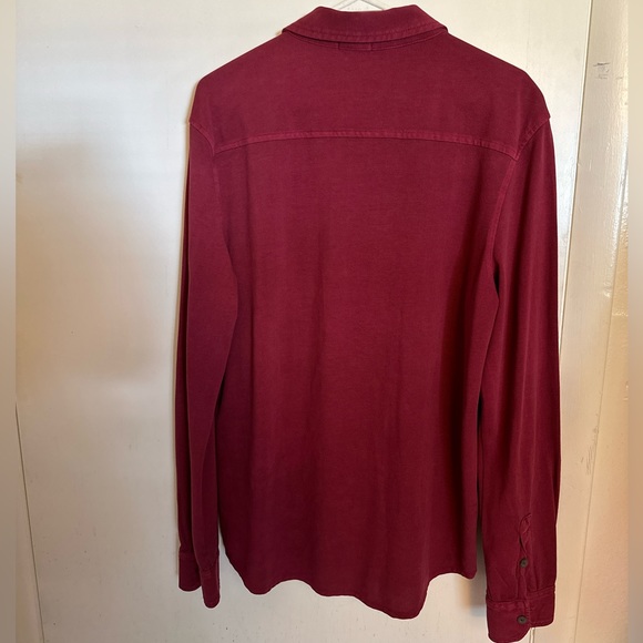 Mododoc Mens Classic-Fit  Red Long-Sleeve Button Casual Collar Shirt Size M - Picture 6 of 14